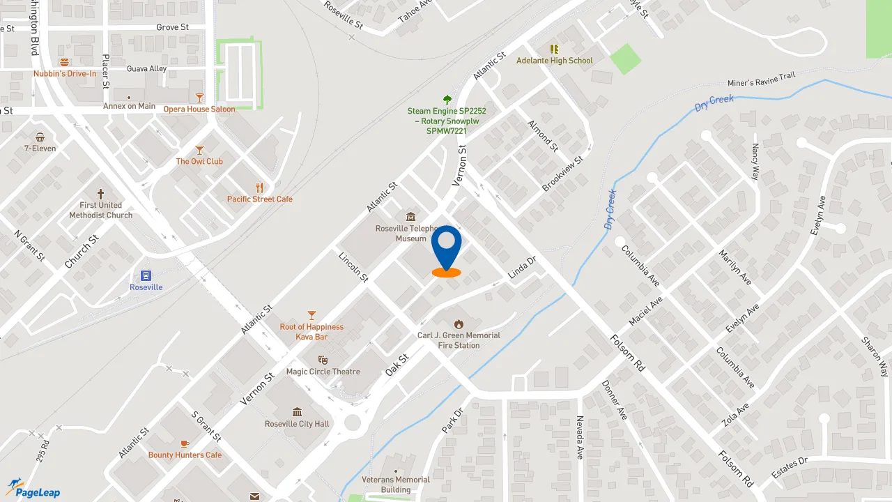 https://pageleap.com map showing location of 105 Noshery in Roseville.