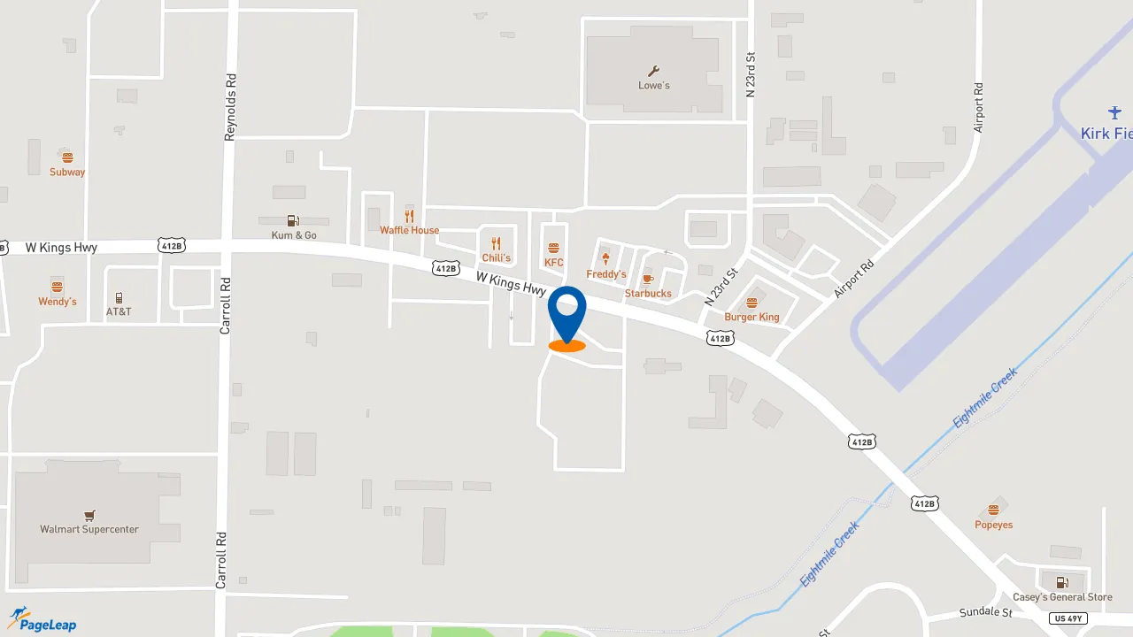 https://pageleap.com map showing location of 7 Brew Coffee in Paragould.
