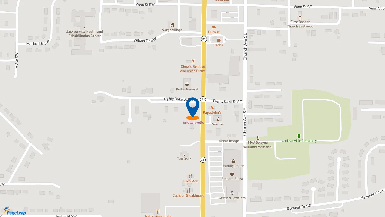 https://pageleap.com map showing location of 7 Brew Coffee in Jacksonville.