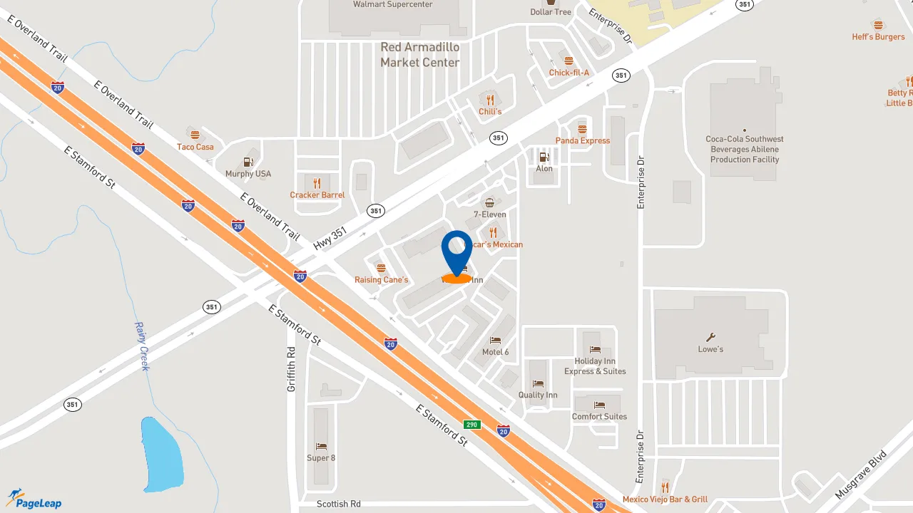 PageLeap.com map showing location of 7 Brew Coffee in Abilene.