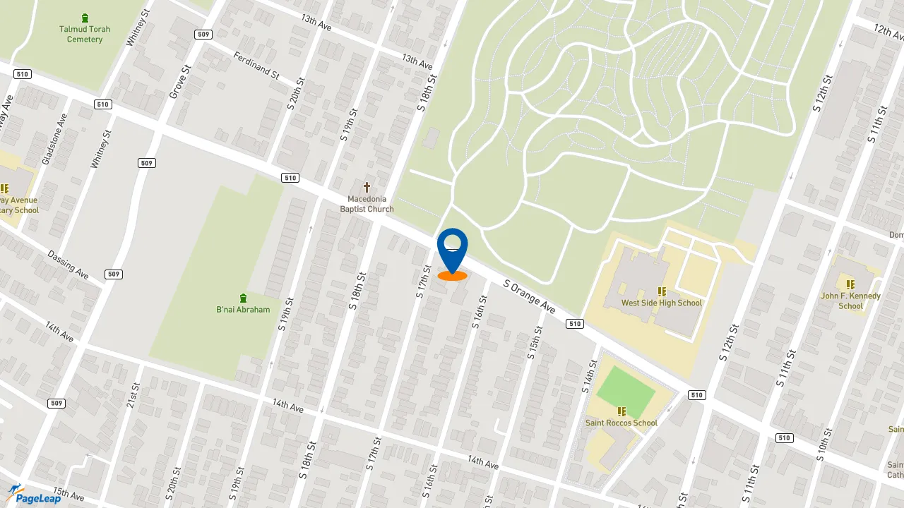 https://pageleap.com map showing location of Ambassador Fish and Chicken in Newark.