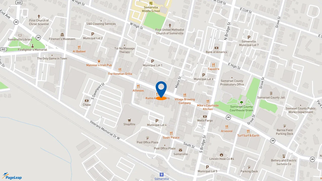 https://pageleap.com map showing location of Ambee Coffee Co. in Somerville.