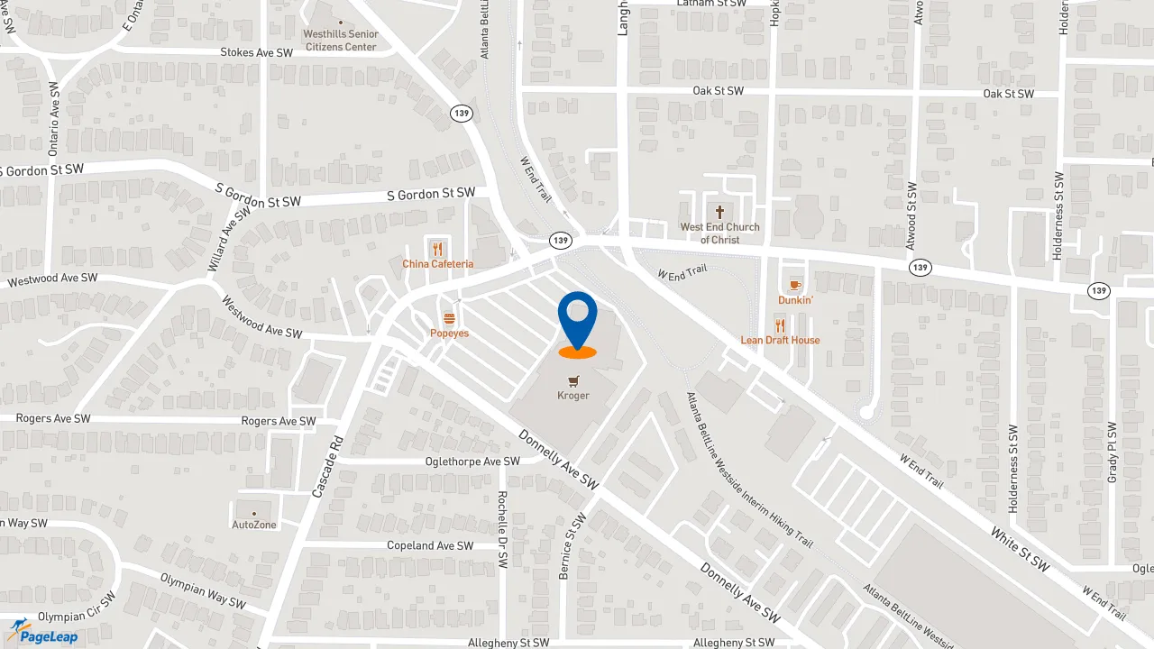 https://pageleap.com map showing location of American Deli in Atlanta.