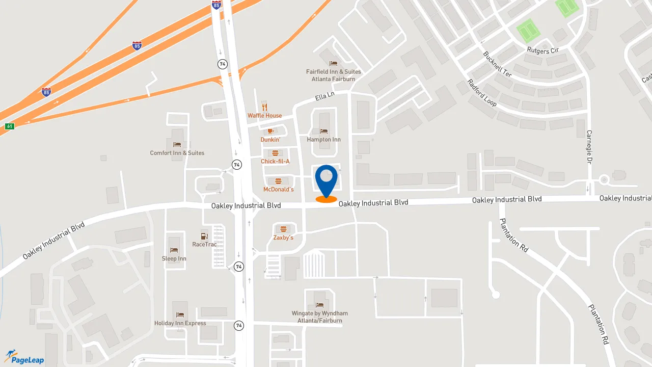 https://pageleap.com map showing location of American Deli in Fairburn.