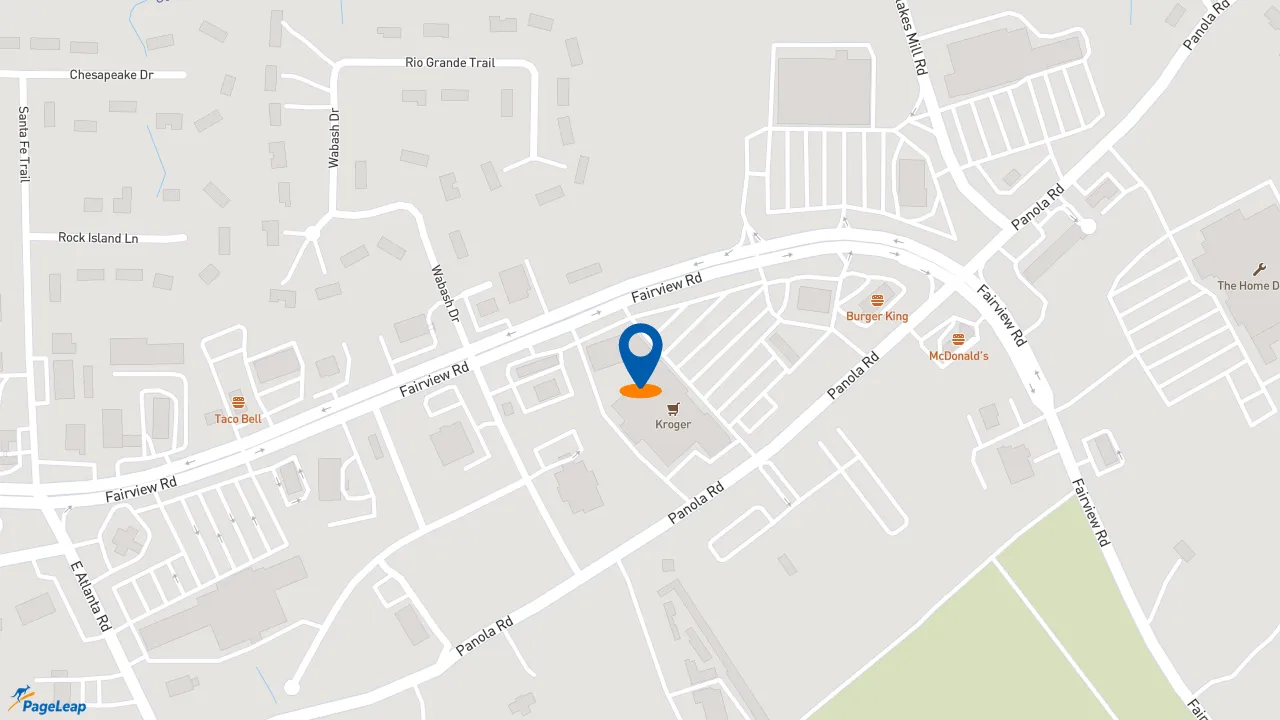 https://pageleap.com map showing location of American Deli in Ellenwood.