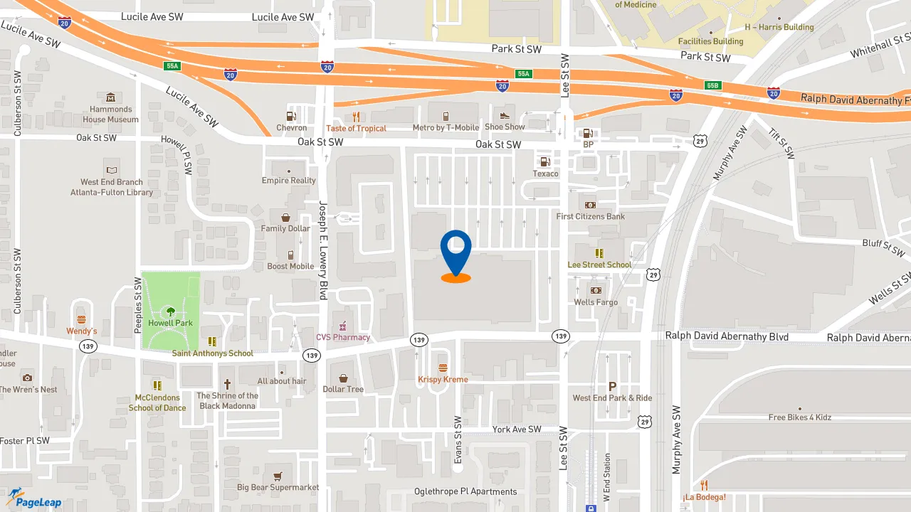 https://pageleap.com map showing location of American Deli in Atlanta.