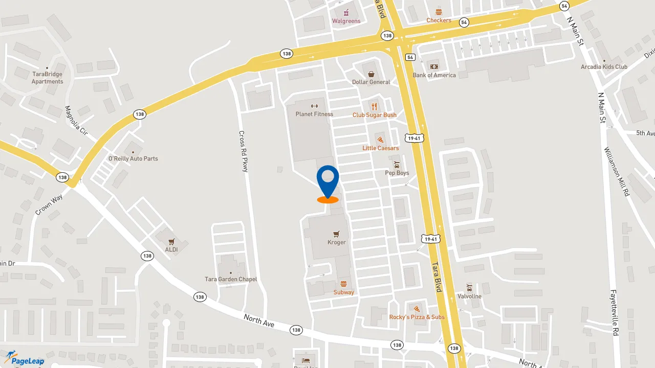 https://pageleap.com map showing location of American Deli in Jonesboro.
