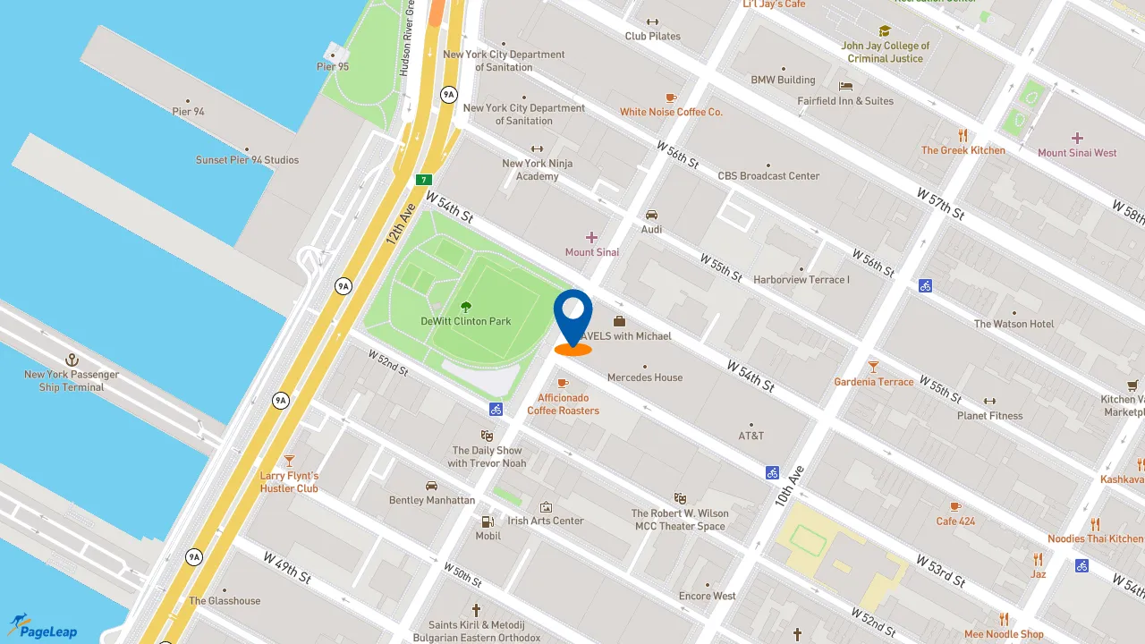 https://pageleap.com map showing location of Audi Manhattan in New York.
