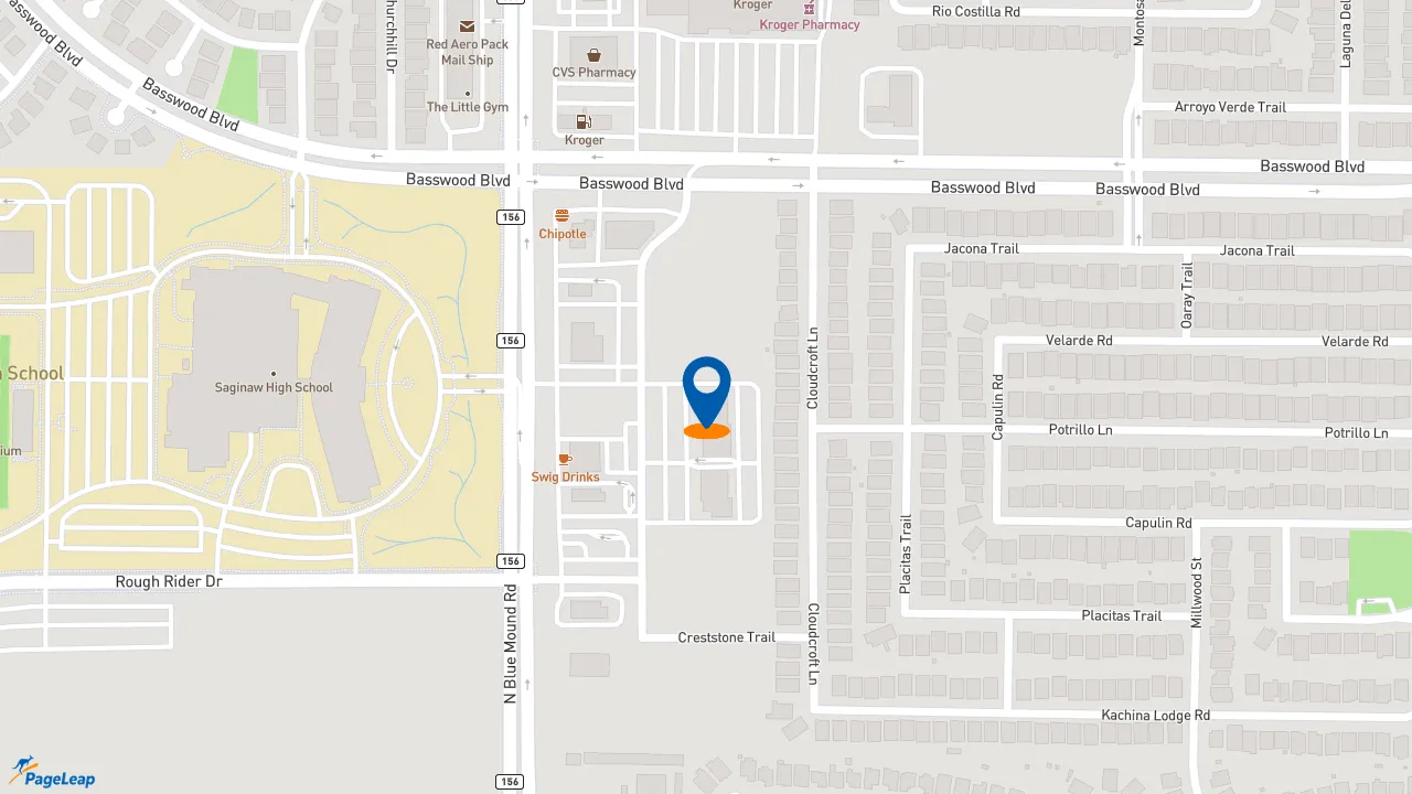 https://pageleap.com map showing location of Auntie Anne&#039;s in Fort Worth.