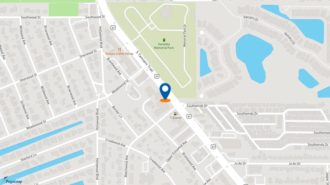 https://pageleap.com map showing location of AutoNation Collision Center Sarasota in Sarasota.