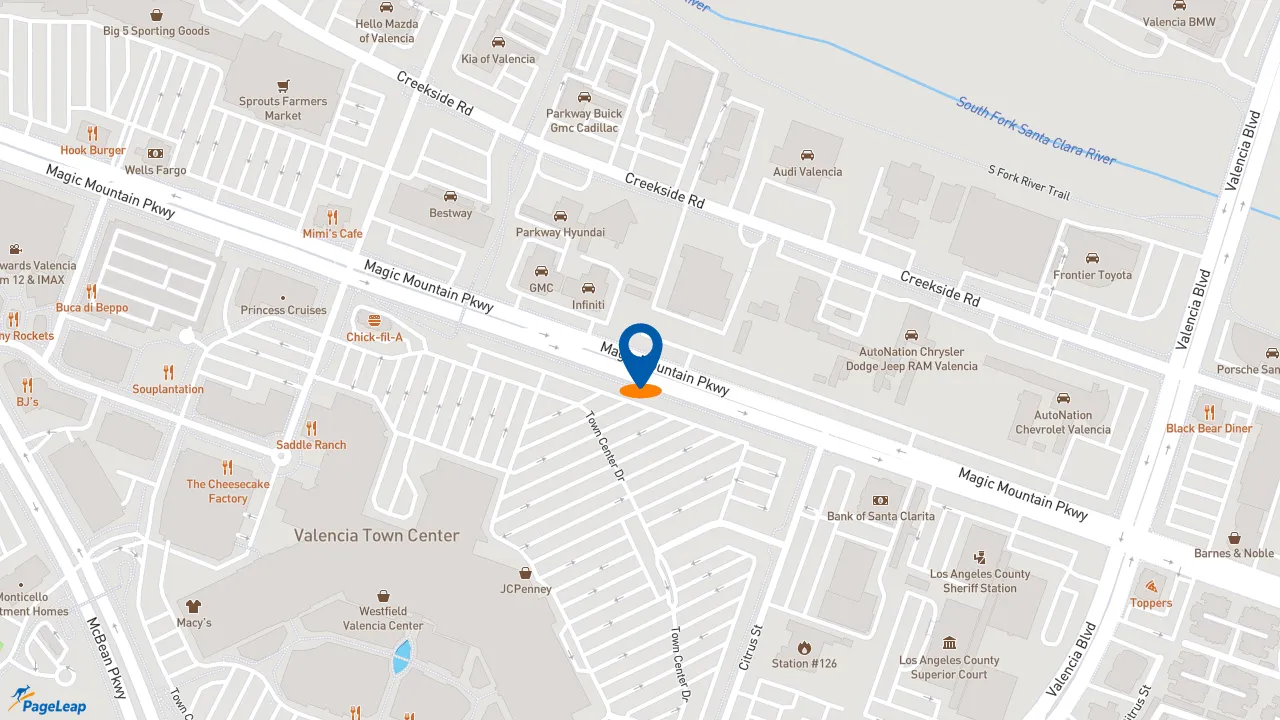 https://pageleap.com map showing location of AutoNation Honda Valencia in Valencia.