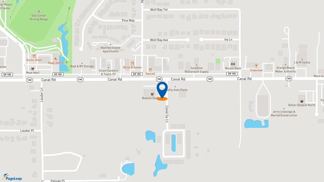https://pageleap.com map showing location of Bad Ass Coffee of Hawaii in Orange Beach.