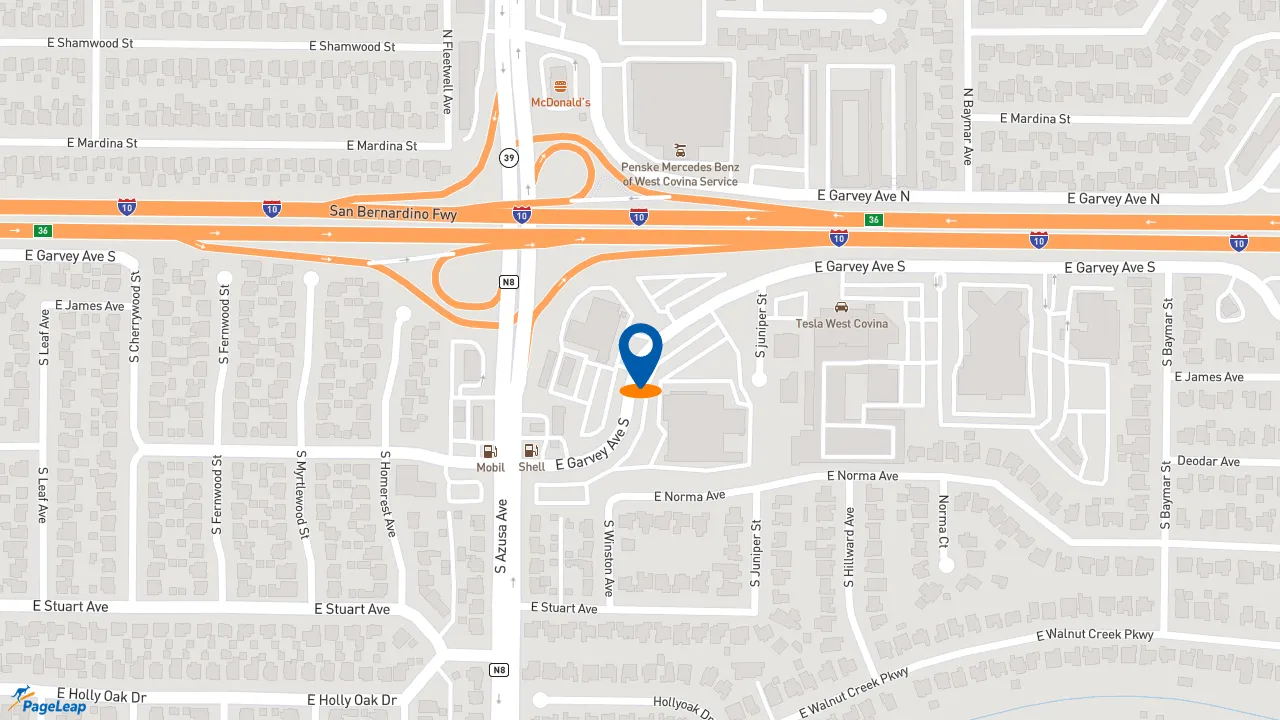 https://pageleap.com map showing location of Bad Mutha Clucka in West Covina.