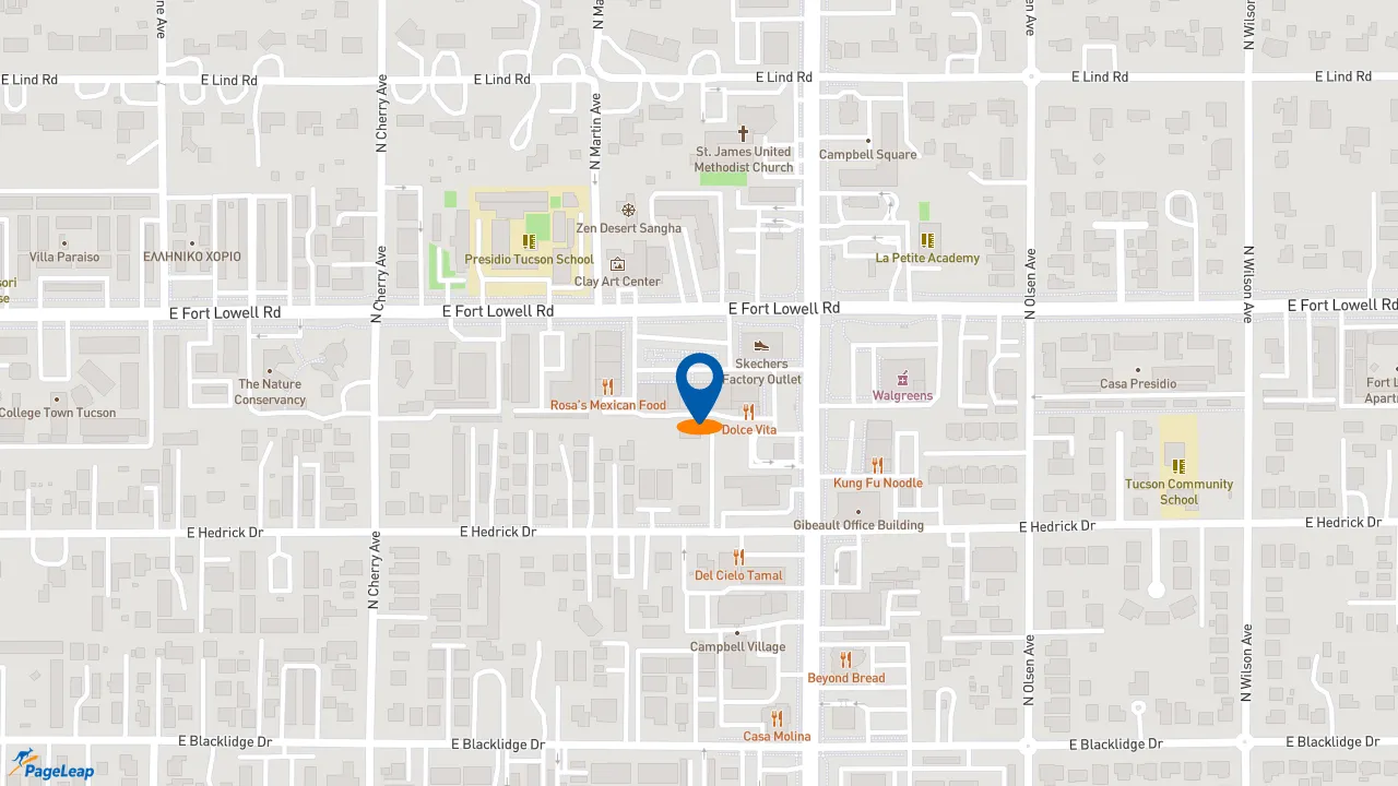 https://pageleap.com map showing location of Baggin&#039;s Gourmet Sandwiches in Tucson.