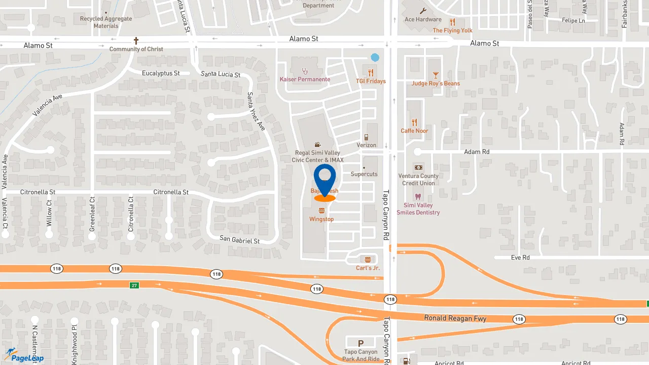 https://pageleap.com map showing location of Baja Fresh in Simi Valley.