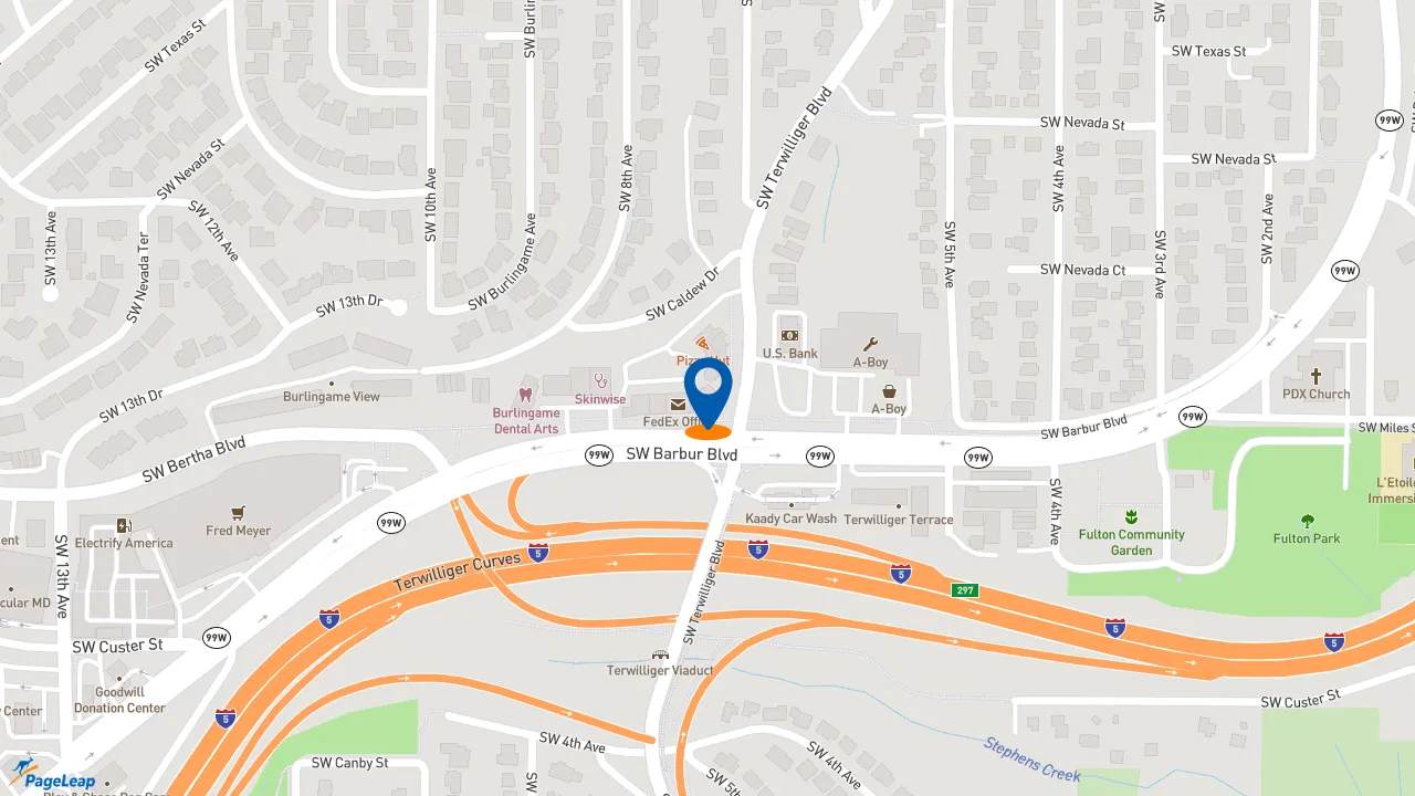 https://pageleap.com map showing location of Baja Fresh in Portland.