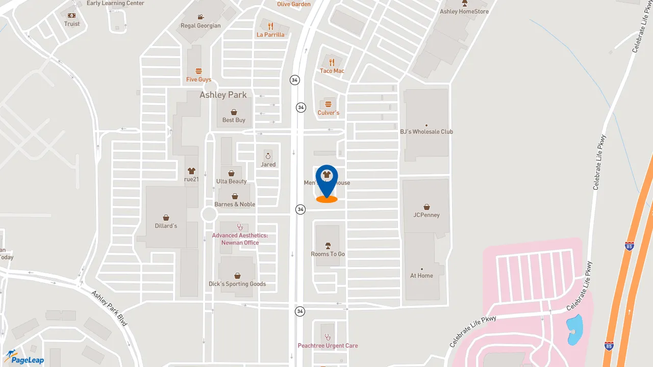 https://pageleap.com map showing location of Barberitos in Newnan.