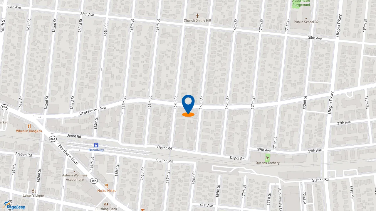 https://pageleap.com map showing location of Bayside Auto Care Corp. in Flushing.