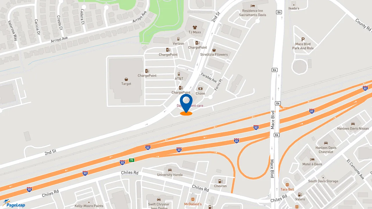 https://pageleap.com map showing location of Beach Hut Deli in Davis.