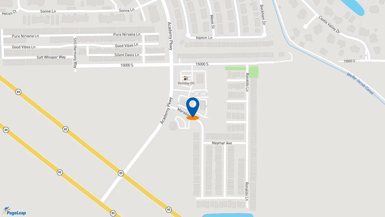https://pageleap.com map showing location of Beans &amp; Brews Coffeehouse in Herriman.