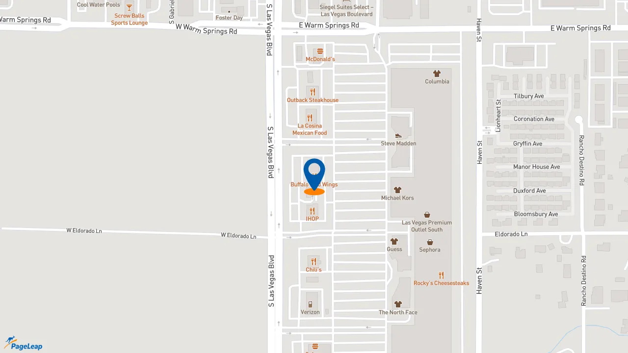 PageLeap.com map showing location of Big Deal Burger in Las Vegas.