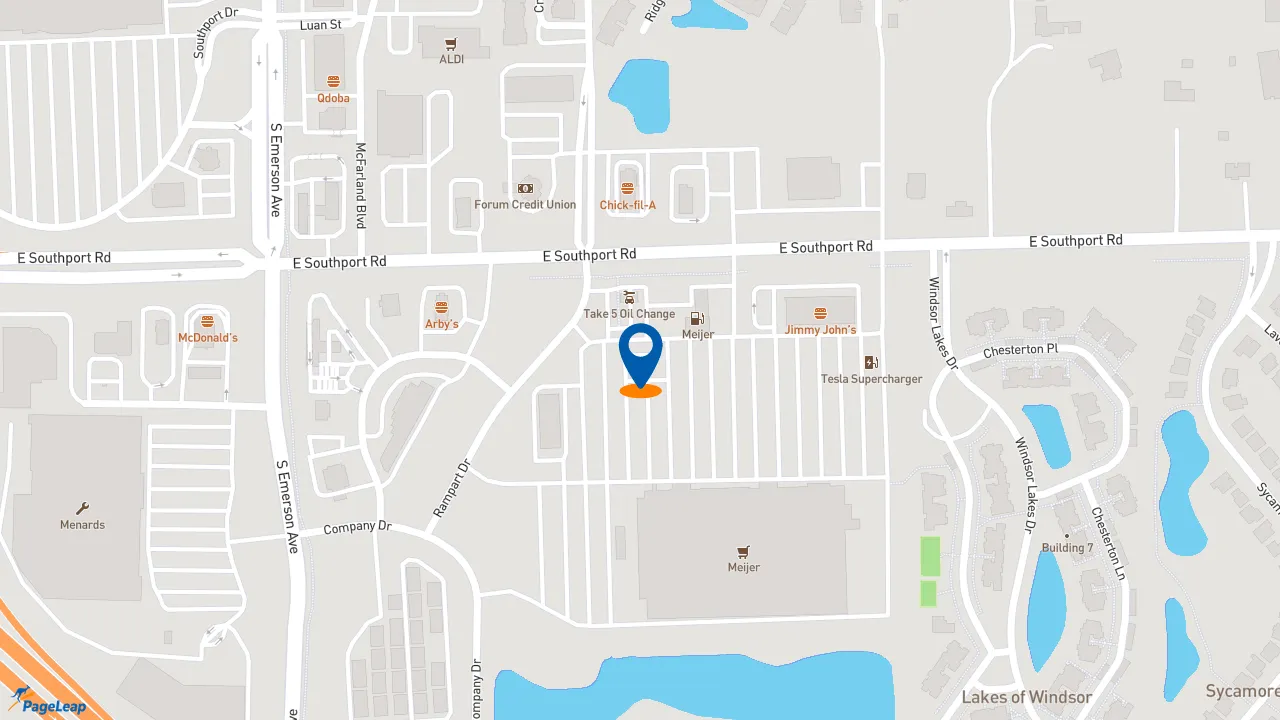 https://pageleap.com map showing location of Biggby Coffee in Indianapolis.