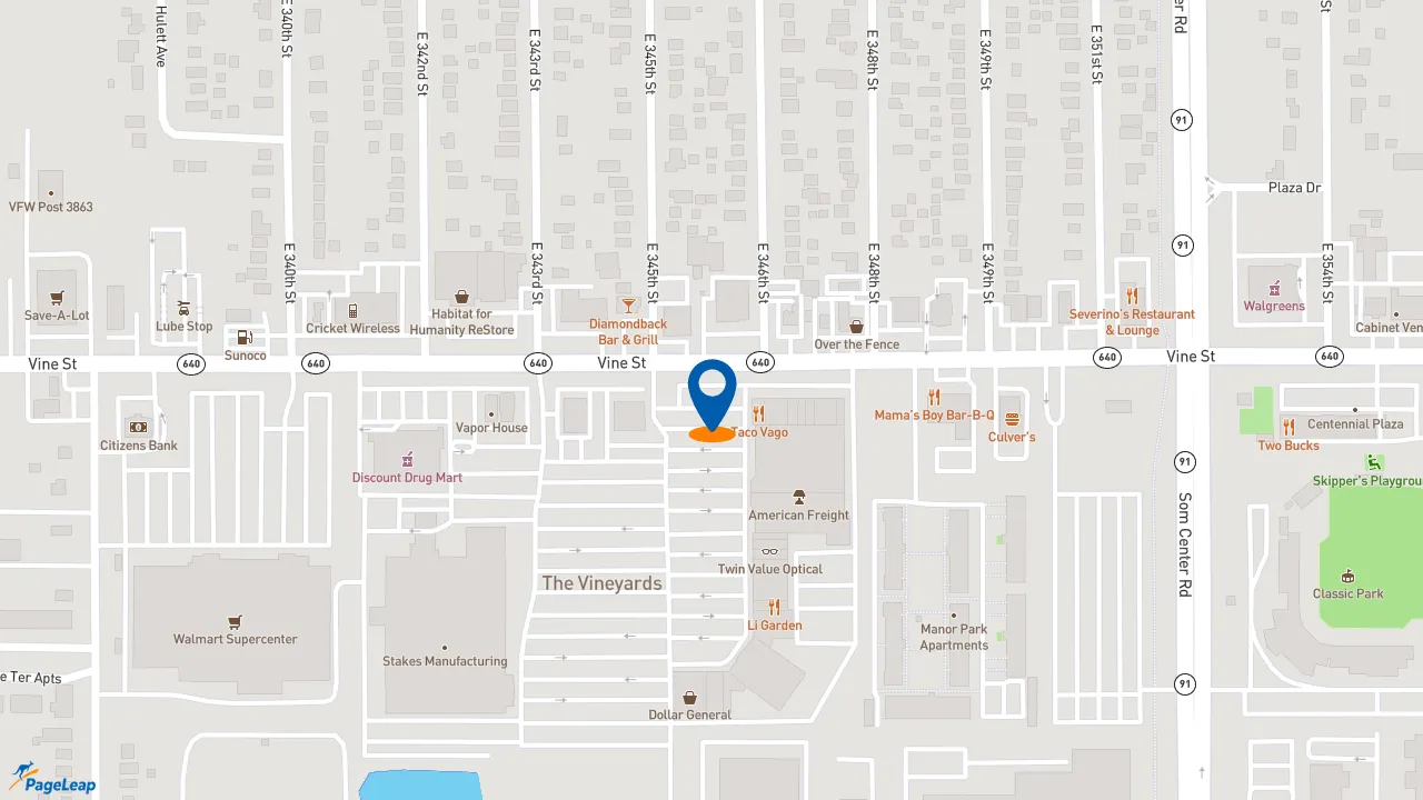 https://pageleap.com map showing location of BIGGBY COFFEE EASTLAKE in Eastlake.