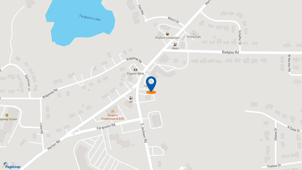 https://pageleap.com map showing location of BIGGBY COFFEE in Jackson.
