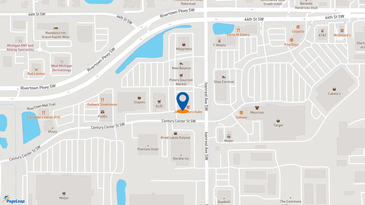 https://pageleap.com map showing location of BIGGBY COFFEE in Grandville.