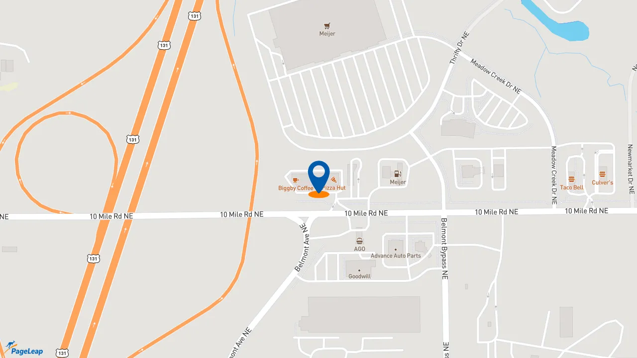 https://pageleap.com map showing location of BIGGBY COFFEE in Rockford.
