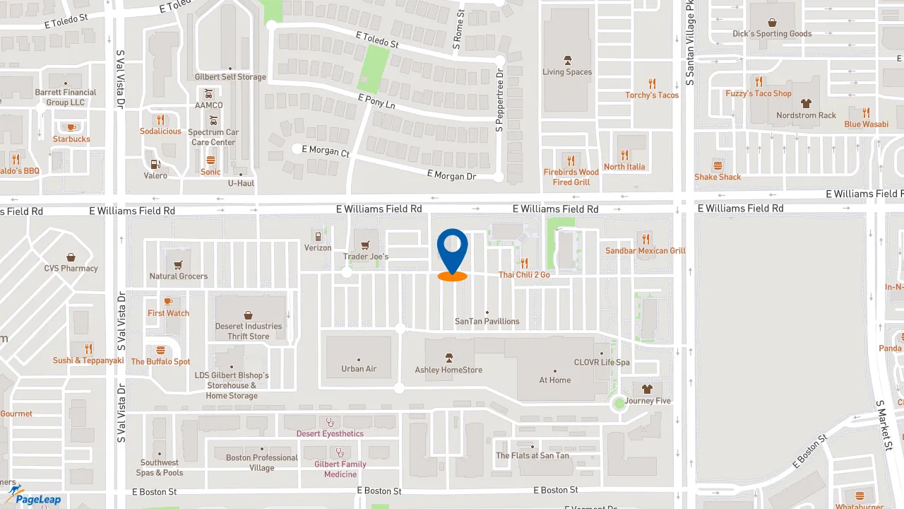 https://pageleap.com map showing location of Black Rock Coffee Bar in Gilbert.