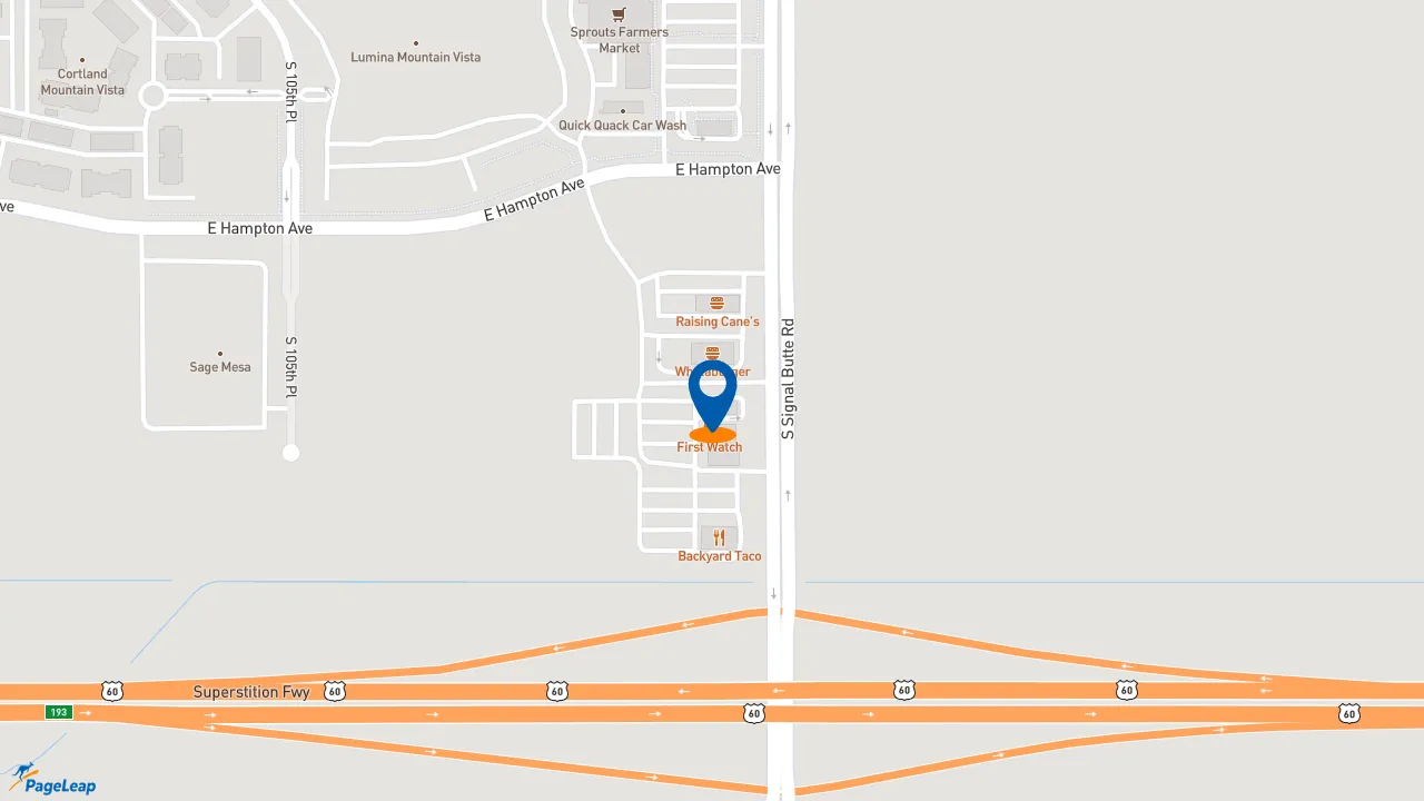 https://pageleap.com map showing location of Black Rock Coffee Bar in Mesa.