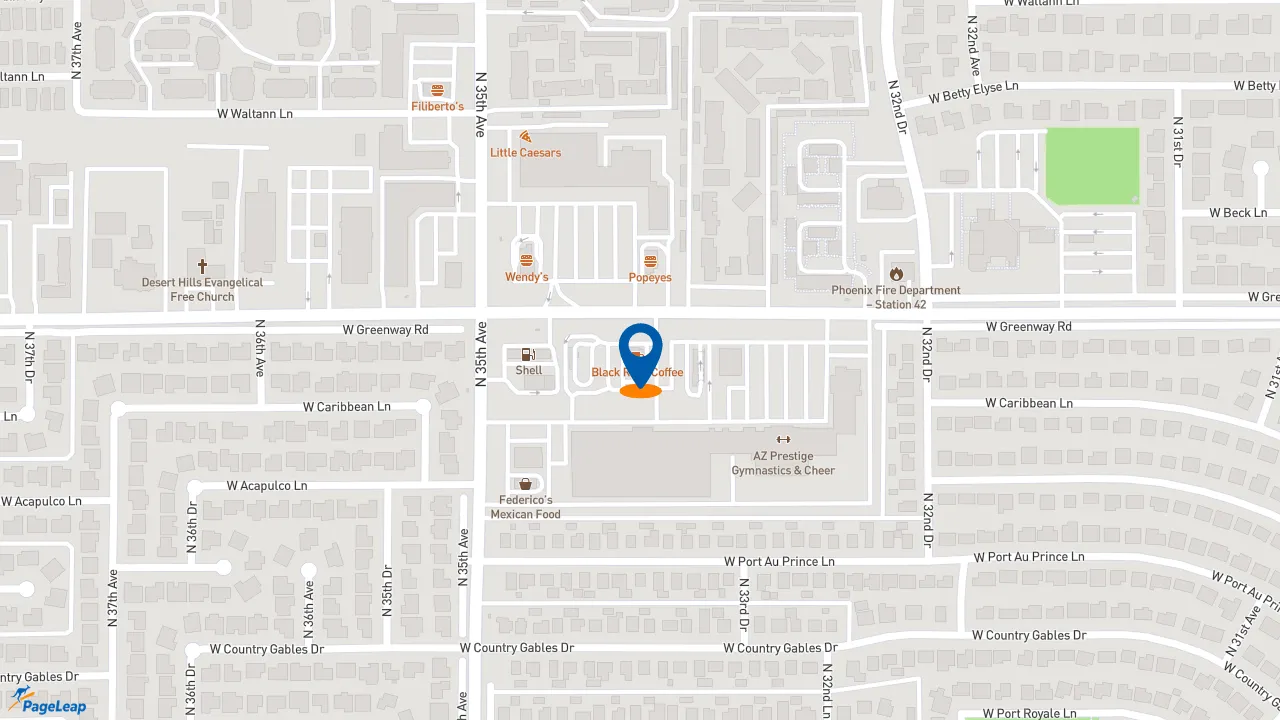 https://pageleap.com map showing location of Black Rock Coffee Bar in Phoenix.