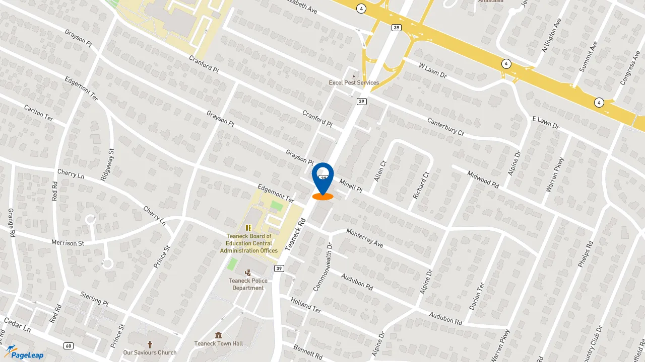 https://pageleap.com map showing location of Blimpie in Teaneck.