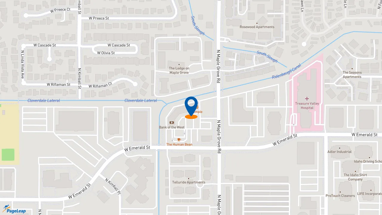 https://pageleap.com map showing location of Blimpie in Boise.