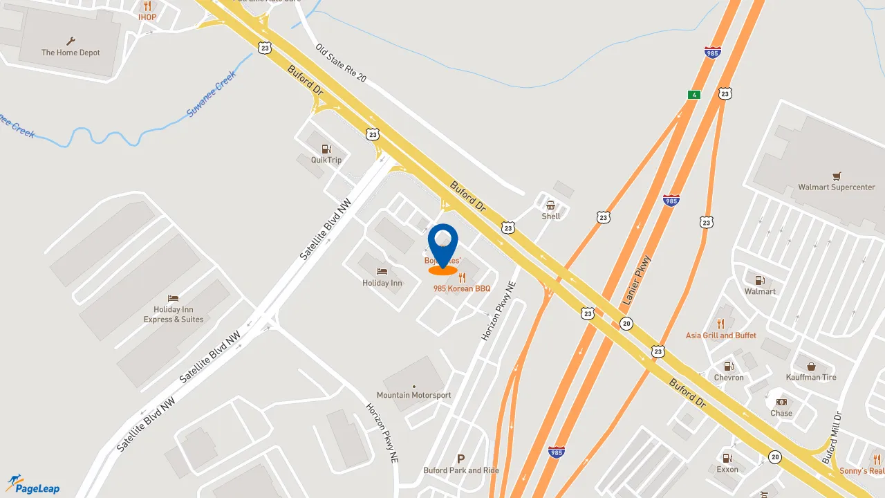 https://pageleap.com map showing location of Bojangles in Buford.