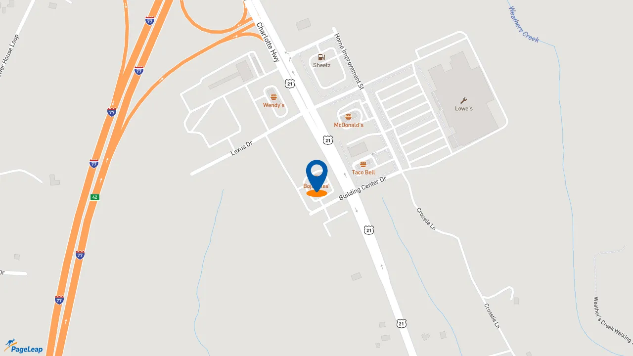 https://pageleap.com map showing location of Bojangles in Troutman.