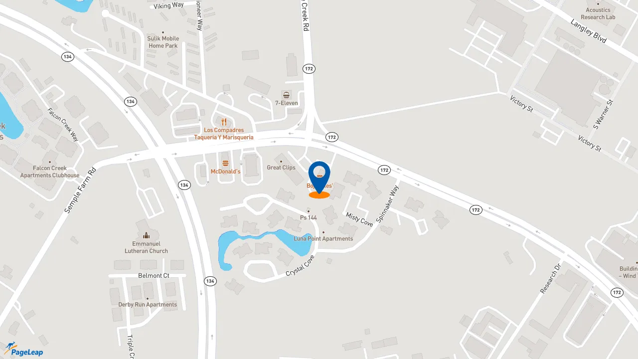 https://pageleap.com map showing location of Bojangles in Hampton.