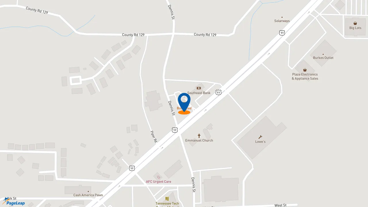 https://pageleap.com map showing location of Bojangles in Athens.