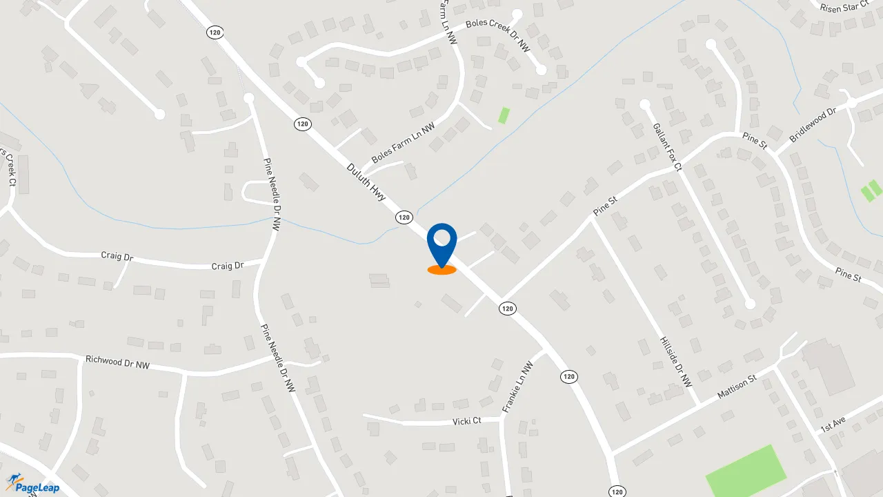 https://pageleap.com map showing location of Bojangles in Duluth.