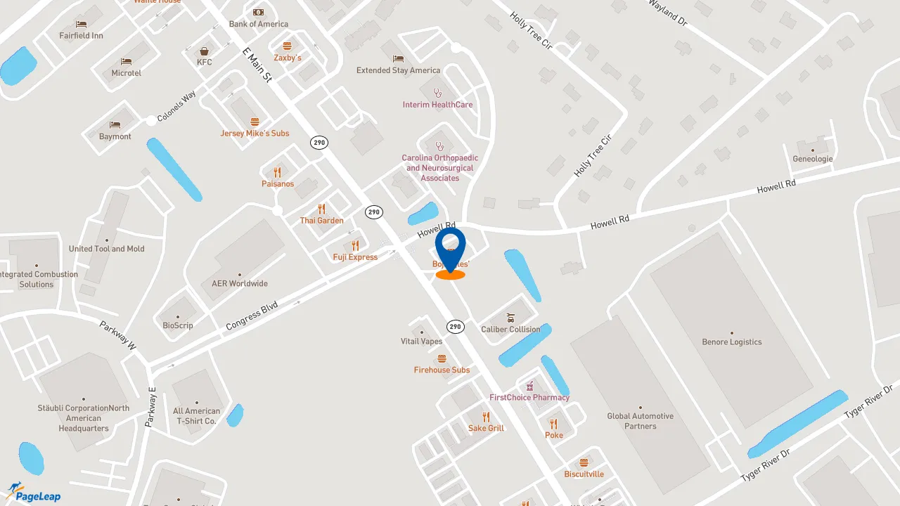 https://pageleap.com map showing location of Bojangles in Duncan.