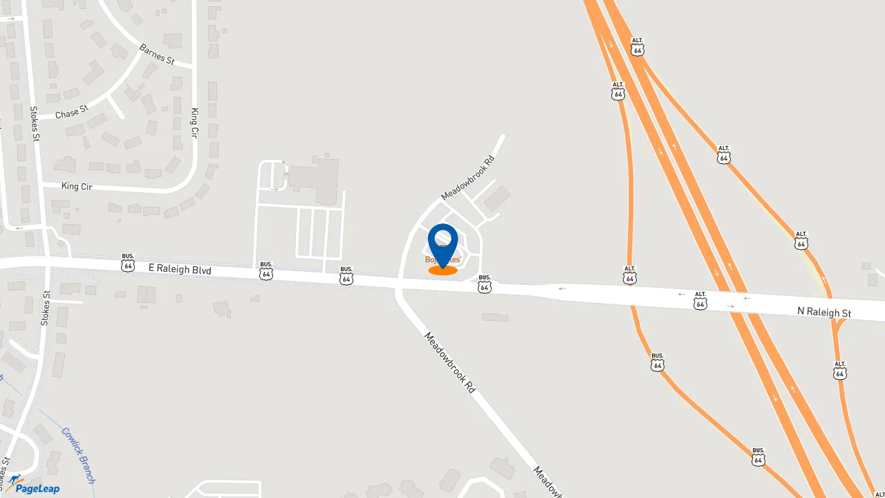 https://pageleap.com map showing location of Bojangles in Rocky Mount.