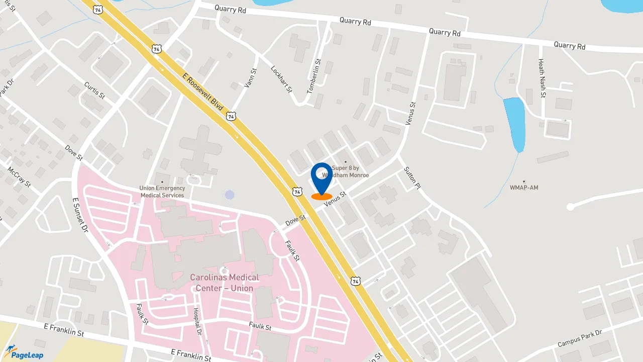 https://pageleap.com map showing location of Bojangles in Monroe.