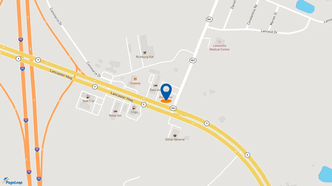 https://pageleap.com map showing location of Bojangles in Richburg.