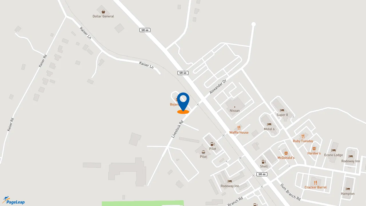 https://pageleap.com map showing location of Bojangles in Dickson.