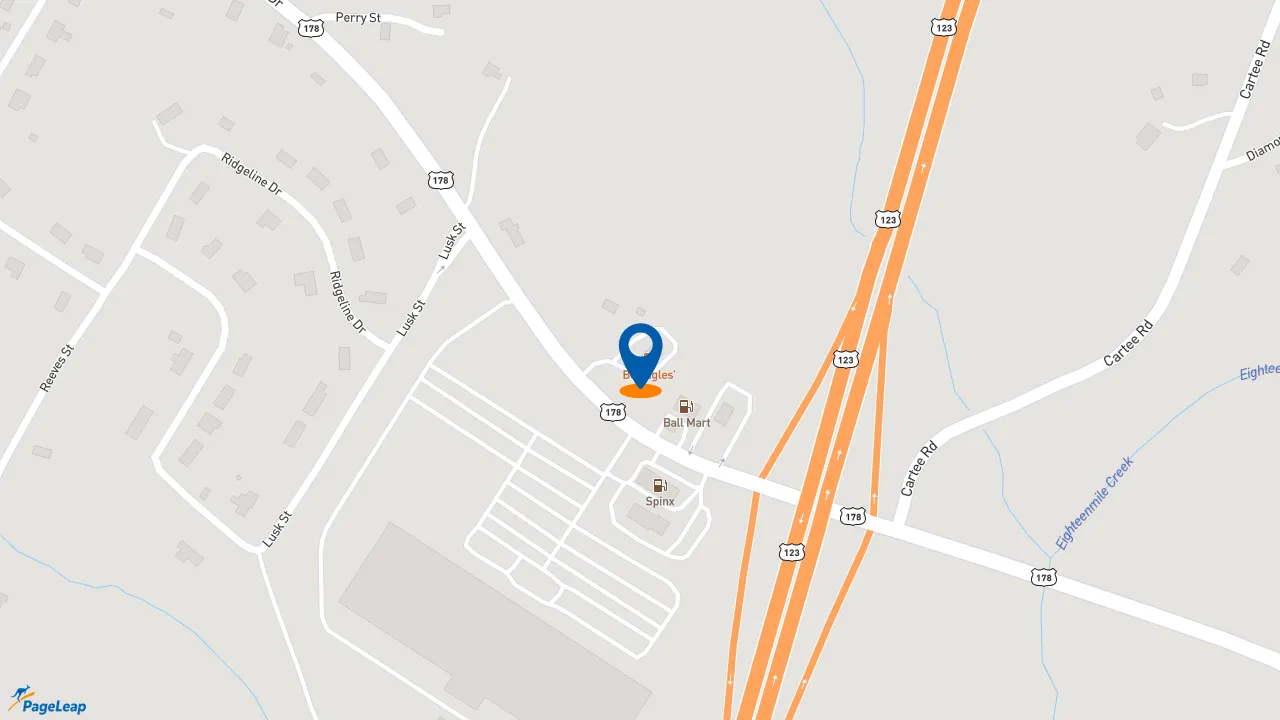 https://pageleap.com map showing location of Bojangles in Liberty.
