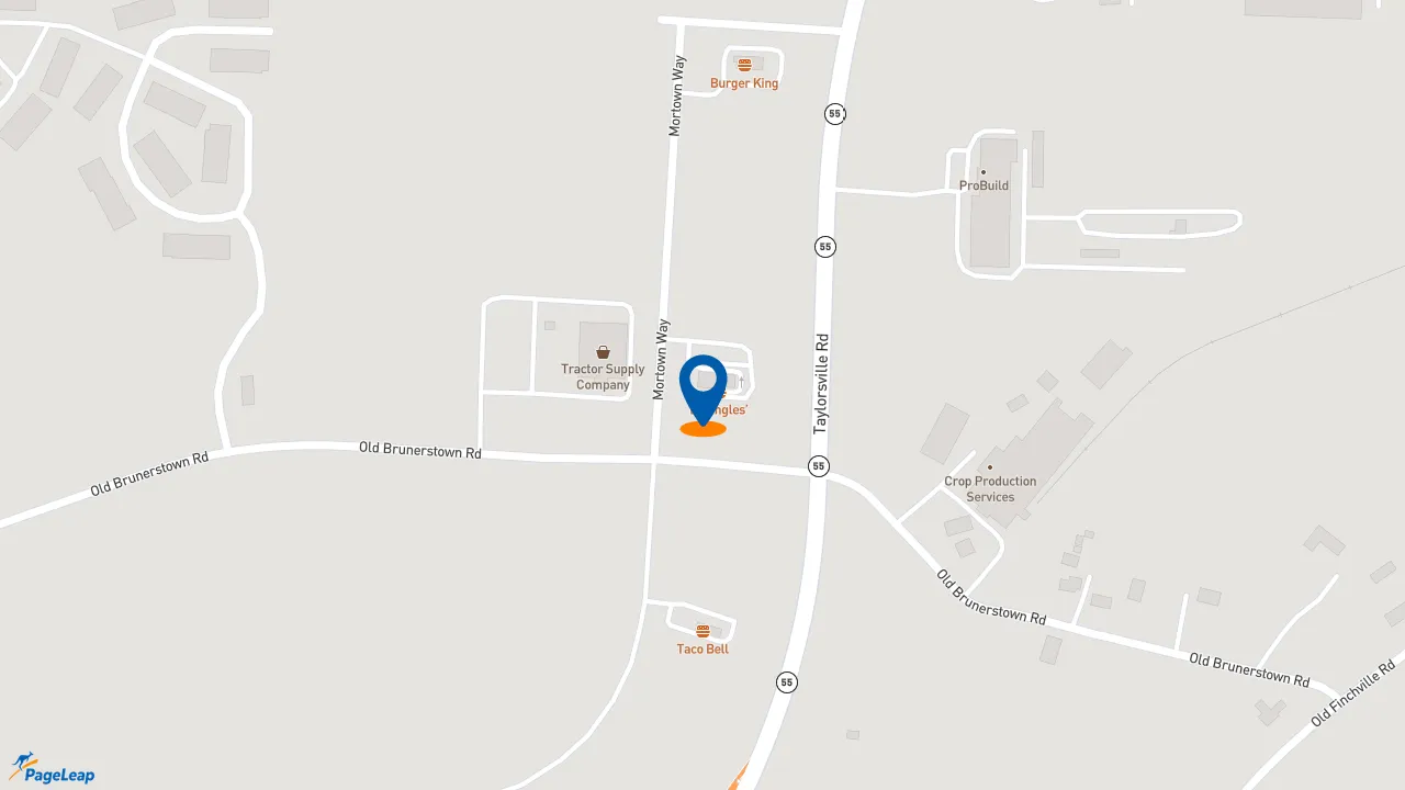 https://pageleap.com map showing location of Bojangles in Shelbyville.