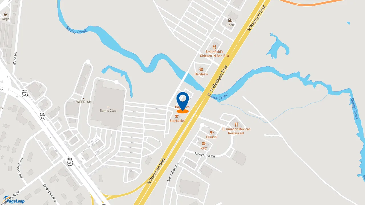 https://pageleap.com map showing location of Bojangles in Rocky Mount.