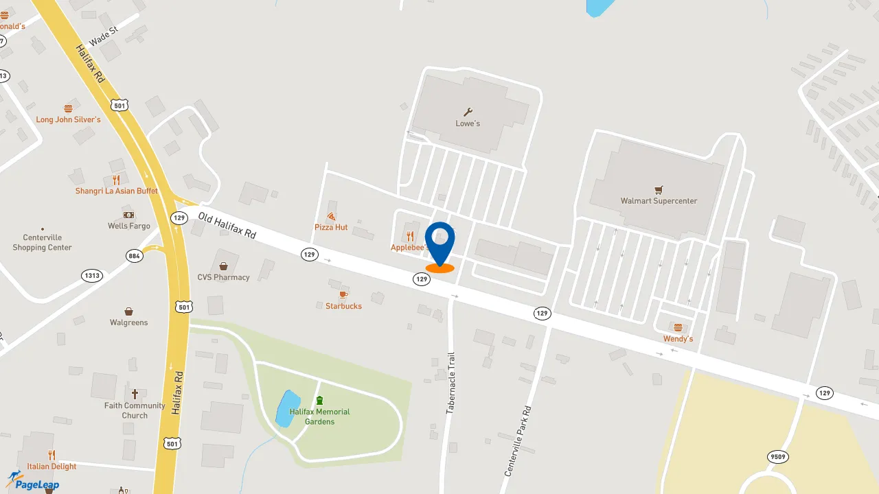 https://pageleap.com map showing location of Bojangles in South Boston.