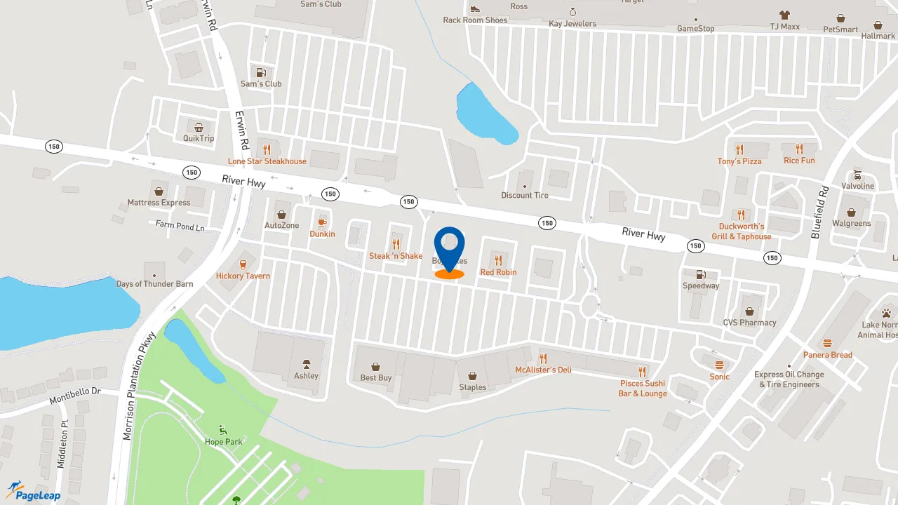 https://pageleap.com map showing location of Bojangles in Mooresville.